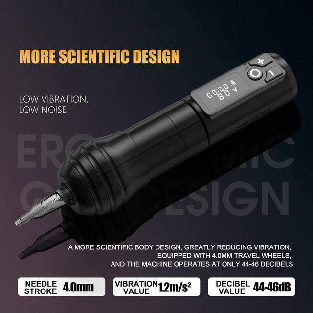 Advanced Tattoo Machine with Coreless Motor – 2400mAh Battery, Low Noise & Vibration, Ergonomic Design