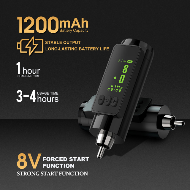 Professional 1200mAh Mini RCA Tattoo Power Supply – Long-Lasting Battery for Optimal Performance
